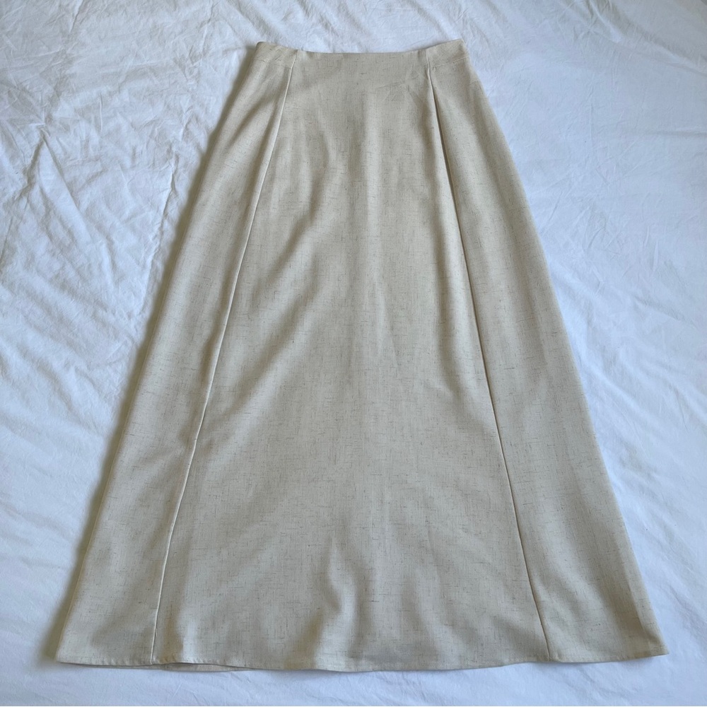 House of Harlow 1960 Linen Blend Maxi Skirt in Beige